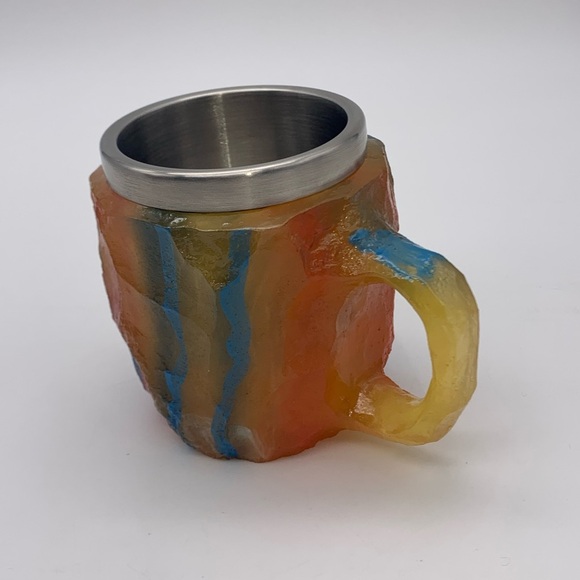 Mineral Crystal Flint Stones Style Stainless Steel Colorful 6 Oz Coffee Mug - Picture 5 of 7